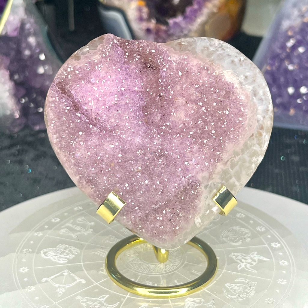 Amethyst Druzy Heart - Azh02